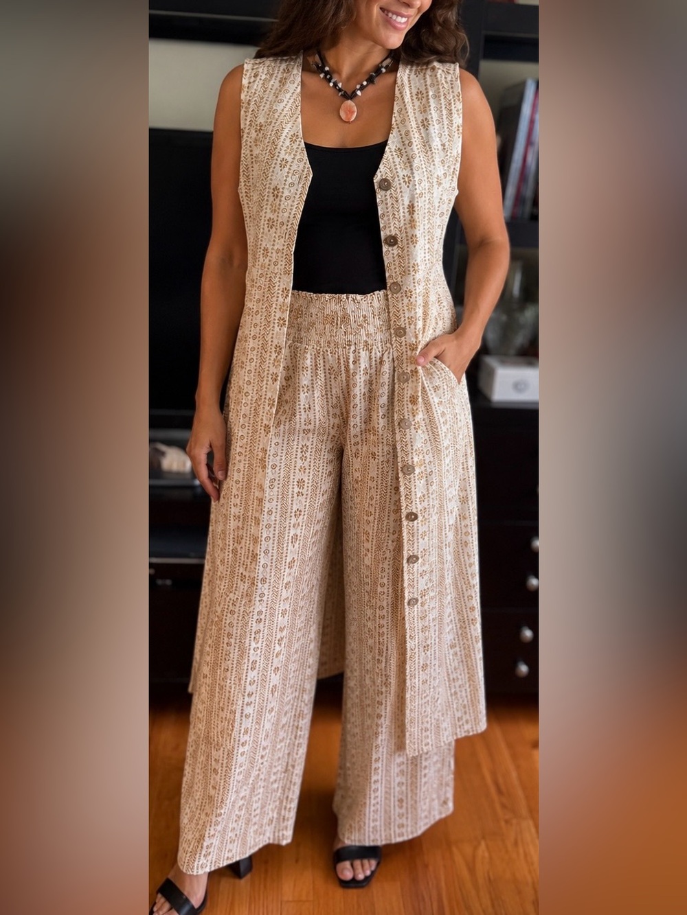Rhea Fashion:  Heron Dress and Flower Print Palmas Pants Set - S/M